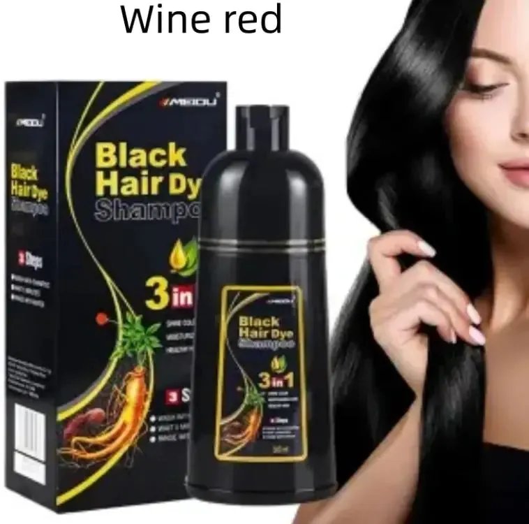 500ml Gray Hair Dye Darkening Shampoo 3in1 Instant Gray To Black Fast Natural Herbal Multiflorum