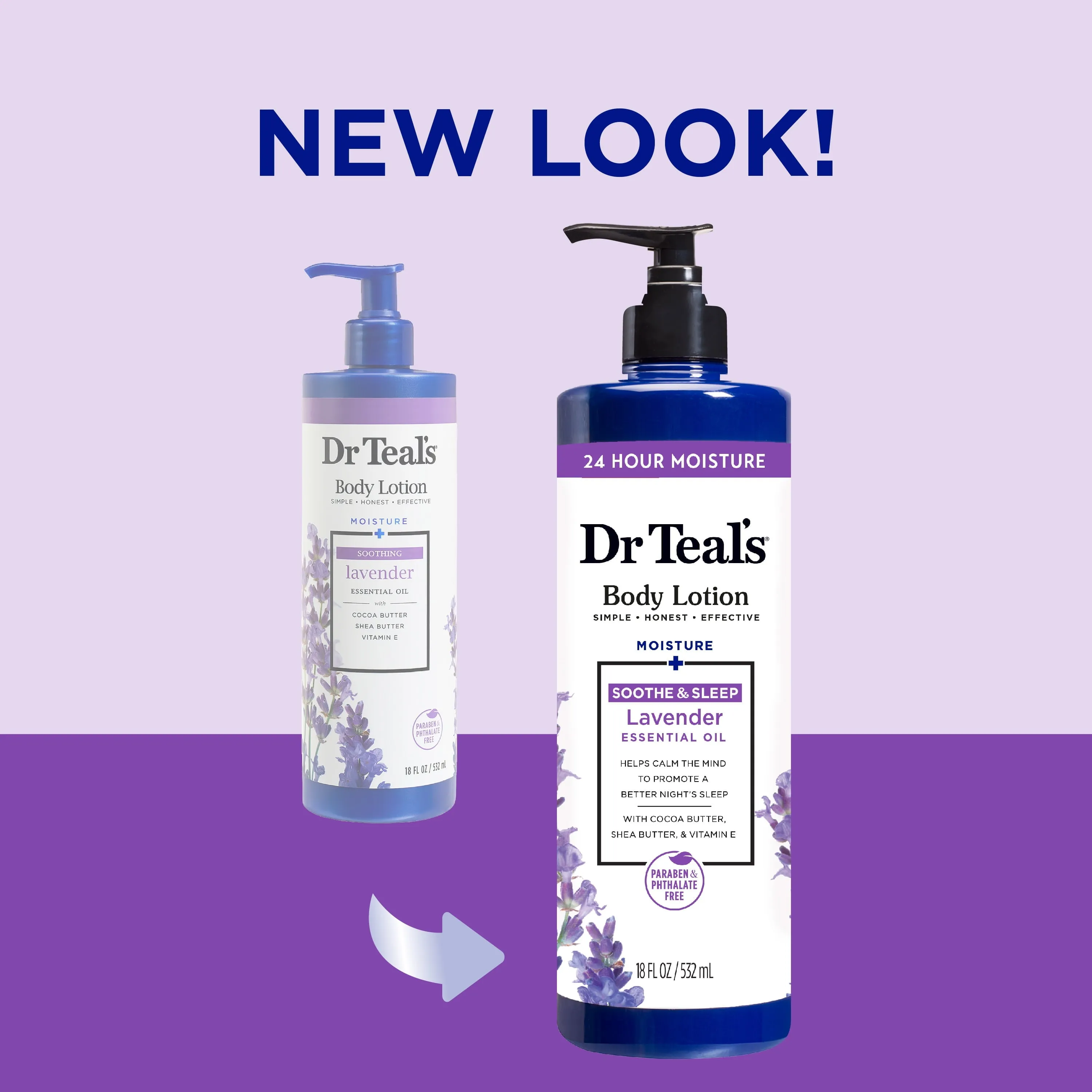 Dr Teal's Body Lotion, 24 Hour Moisture   Soothing with Lavender Essential Oil, 18 fl oz.