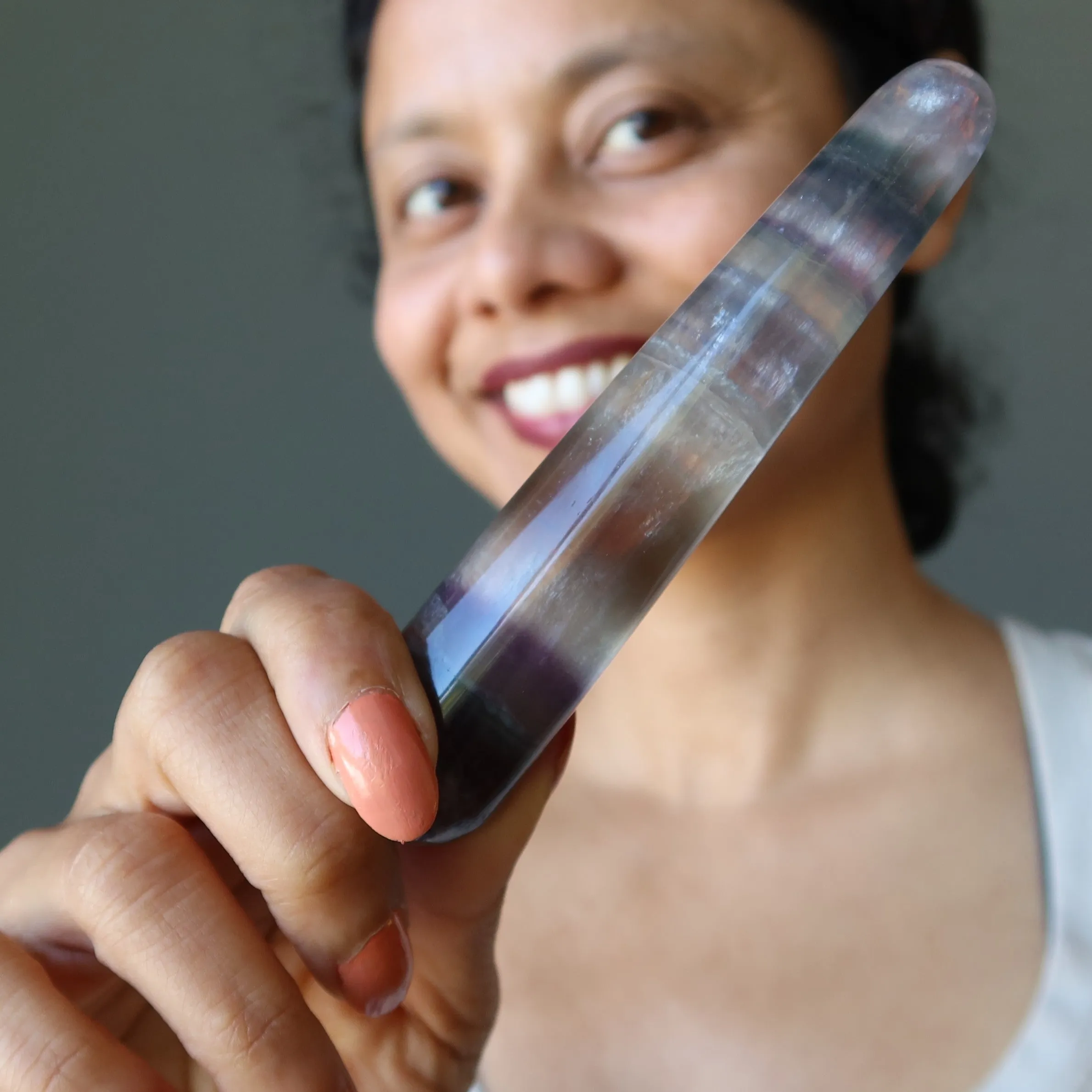 Fluorite Massage Wand Incredible Striped Crystal Healing Stress Relief